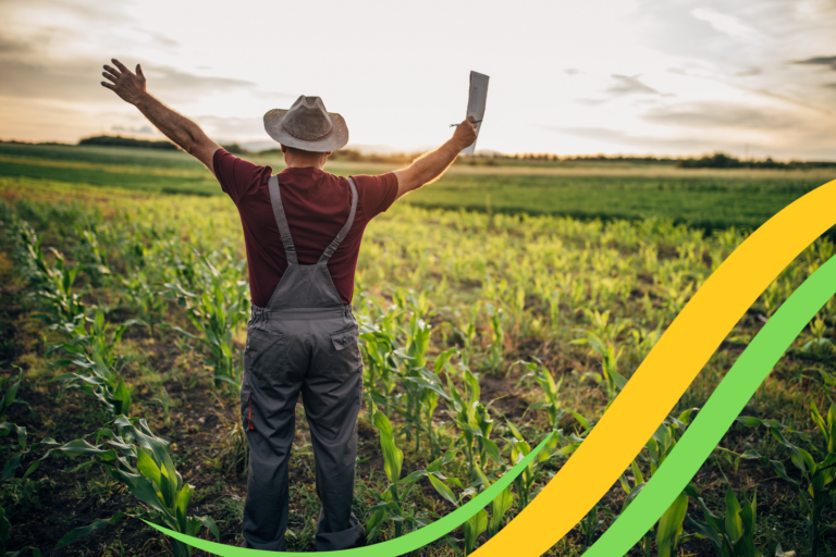 decorative photo of a farmer who is happy with the success that they are getting